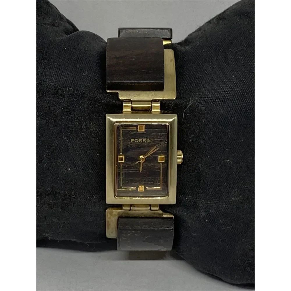 Fossil ES2108 Womens Stainless Steel & Wood Analog Dial Quartz Wrist Watch JK545